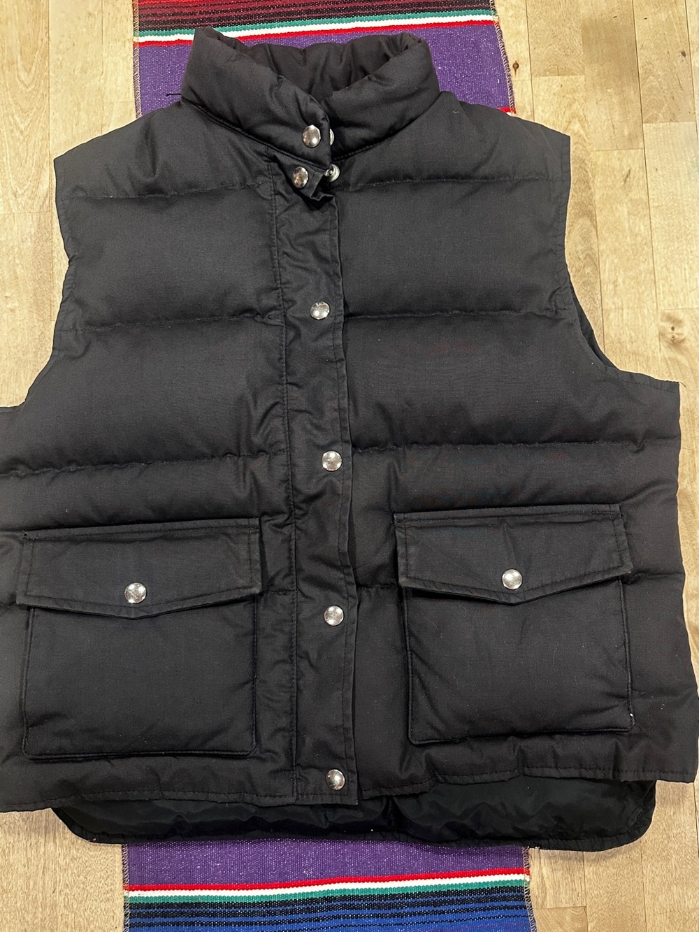 Men's Black Puffer Vest - Quilted Snap-Front Vest